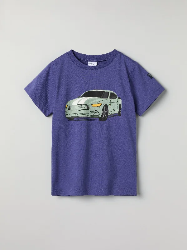 Organic Cotton Kids Car Print T-shirt