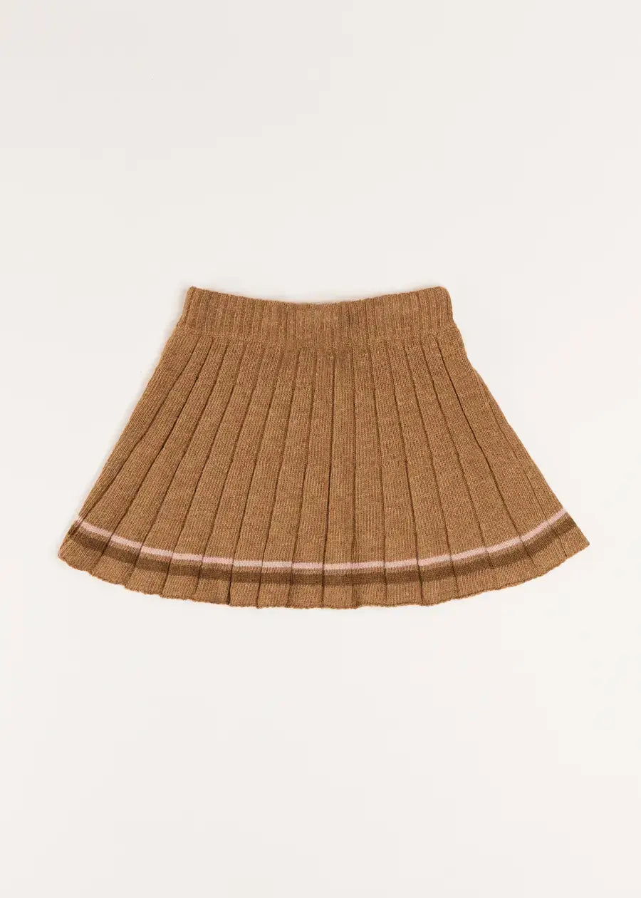 Pleated Knitted Skirt in Caramel (4-10yrs)