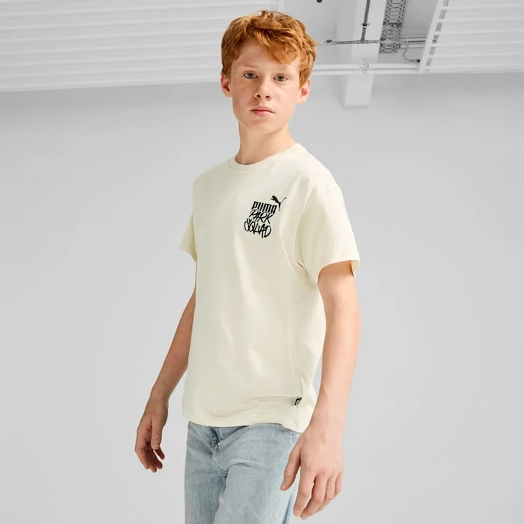 PUMA KID'S ESSENTIALS MID 90S GRAPHIC BEIGE TEE