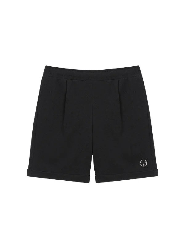 Resort Waffle Pintuck Shorts- Black/Black