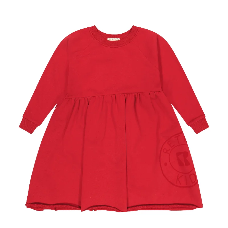 Retrokid Velour Stamped Slanted Twirl Dress