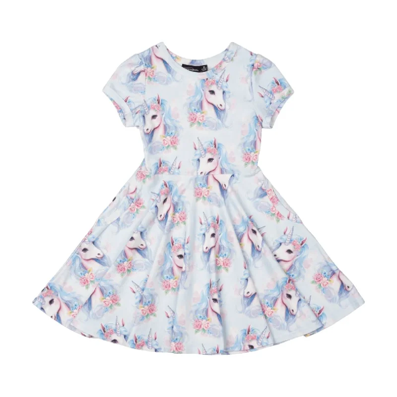 Rock Your Baby - Blue Unicorn Waisted Dress