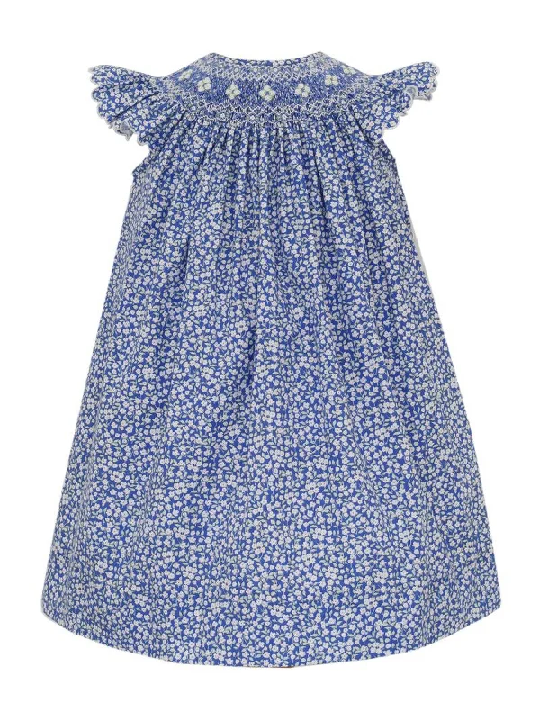 Sadie Blue Floral Smocked Bishop Dress