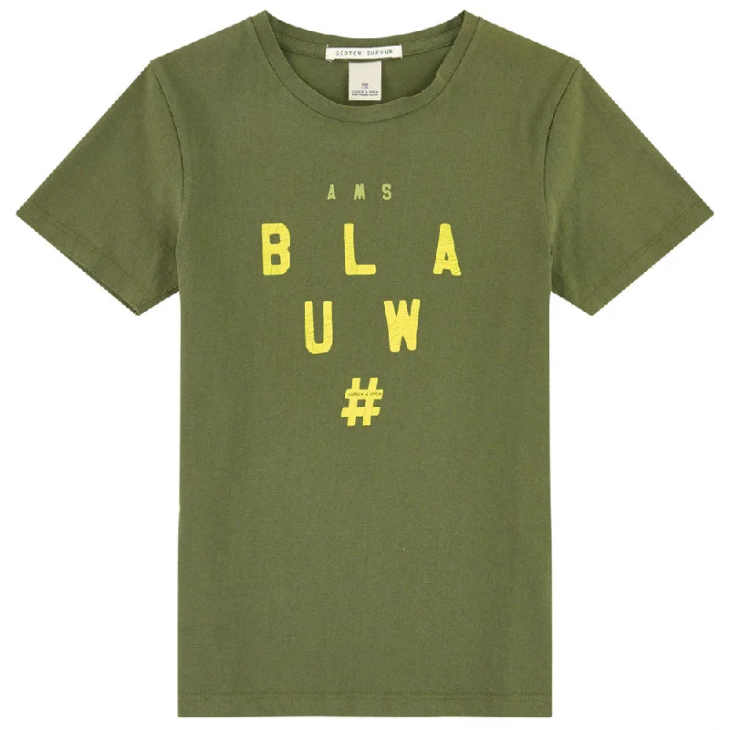 Scotch & Soda Boys Military Green Logo T-shirt