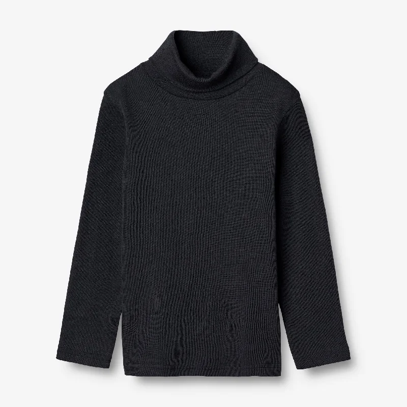 T-Shirt Roll Neck Wool - navy