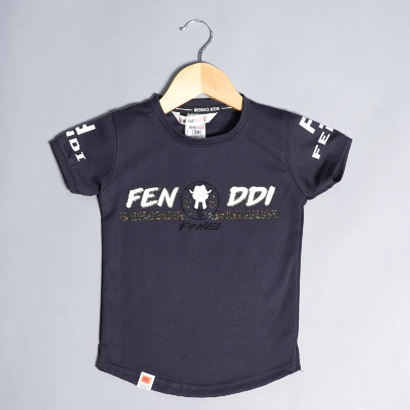 Solid Calligraphic Print T-Shirts for Boys