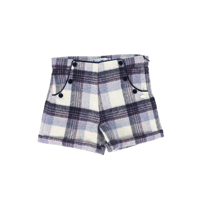 TARTINE ET CHOCOLAT NAVY PLAID WOOL SHORTS [FINAL SALE]