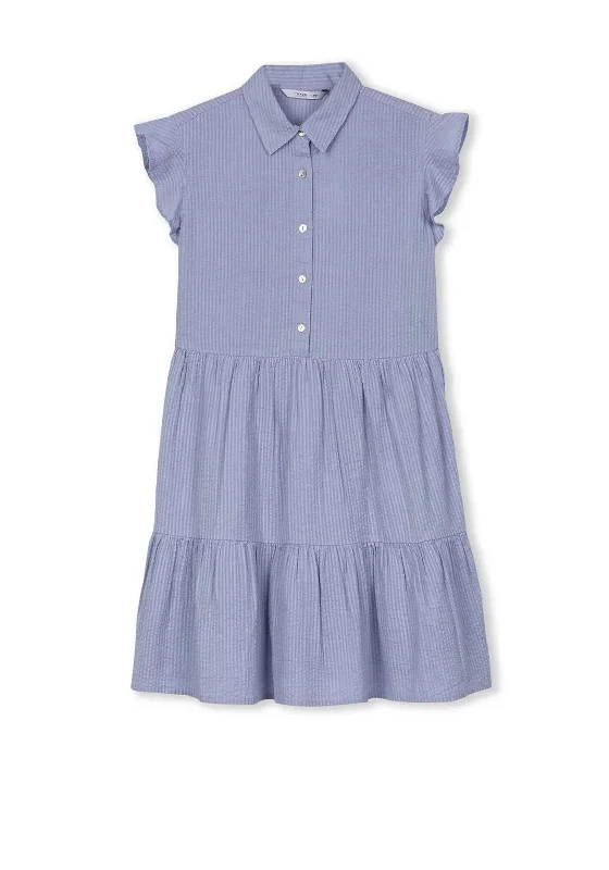 Tiffosi Girl Teodoro Seersucker Shirt Dress, Lilac