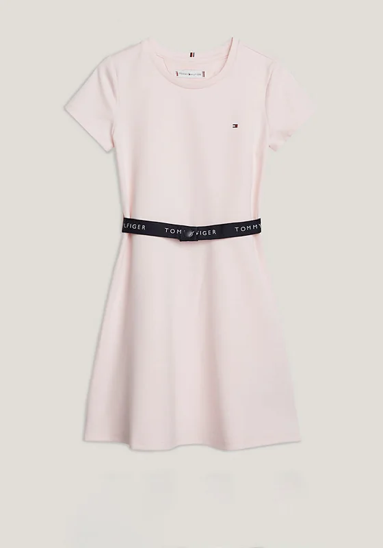 Tommy Hilfiger Girl Essential Belted Skater Dress, Pink