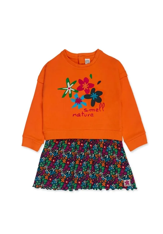 Tuc Tuc Girls Treking Time Floral Sweater Dress, Orange