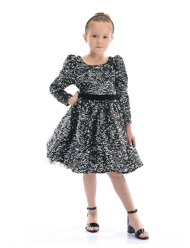 Black Merribrook Sequin Bow Dress