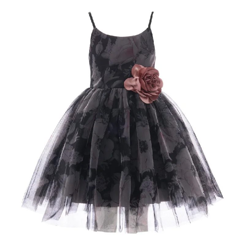 Black Montebello Rose Bud Dress