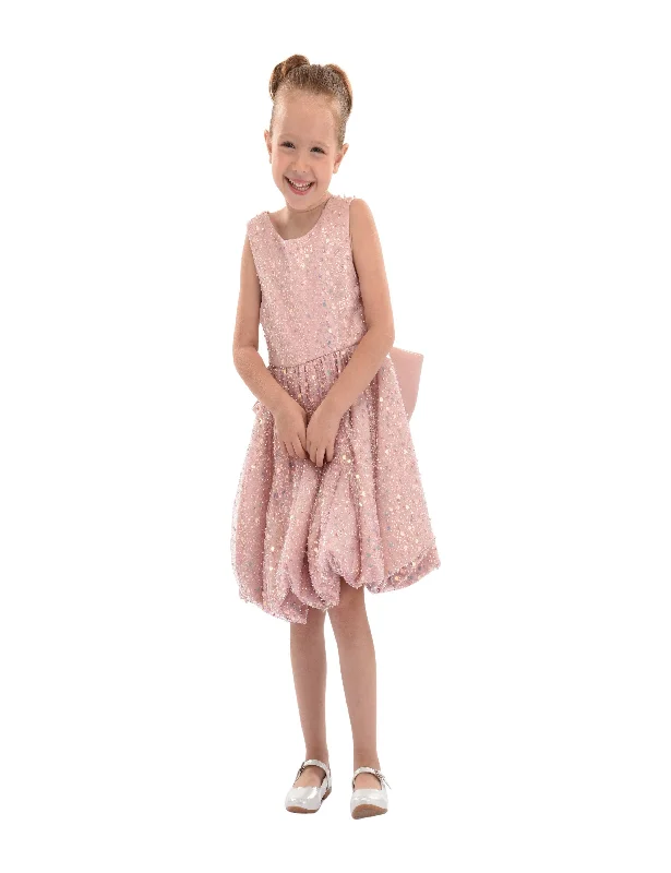 Pink Peach Ainsley Sequin Bow Dress