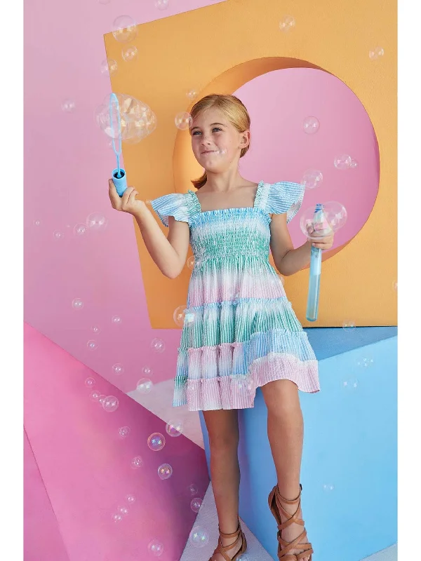 Twirl Dress -Ombre Seersucker Stripe