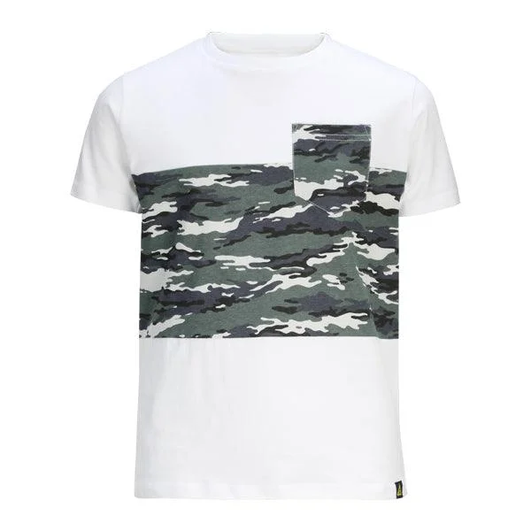 WHITE SHORT SLEEVE BOYS TSHRIT WITH CAMO PRINT