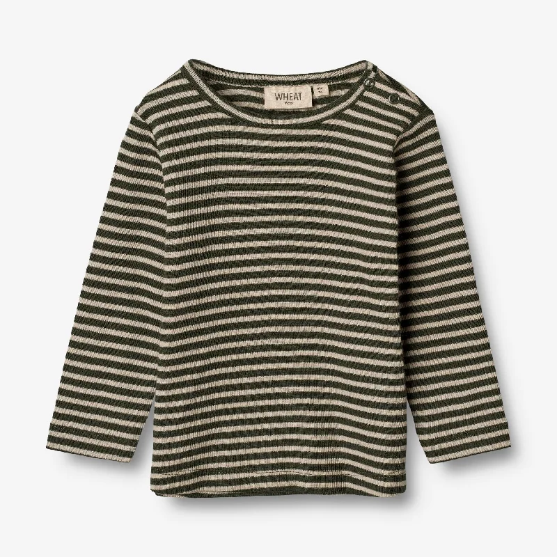 Wool T-Shirt LS | Baby - green stripe