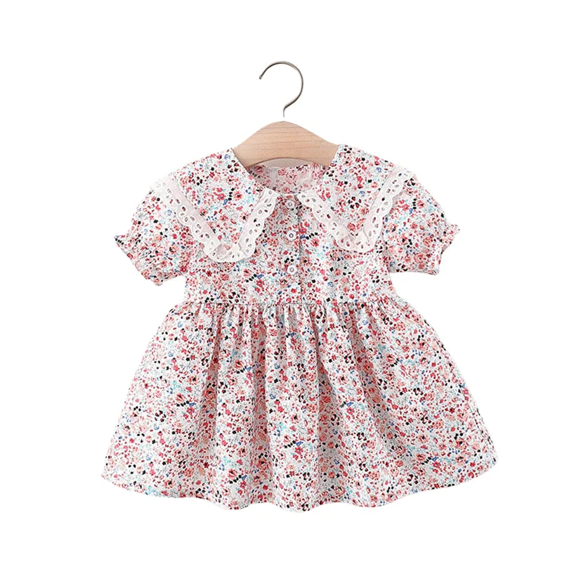 Baby Kid Girls Flower Lace Print Dresses Wholesale 220330399