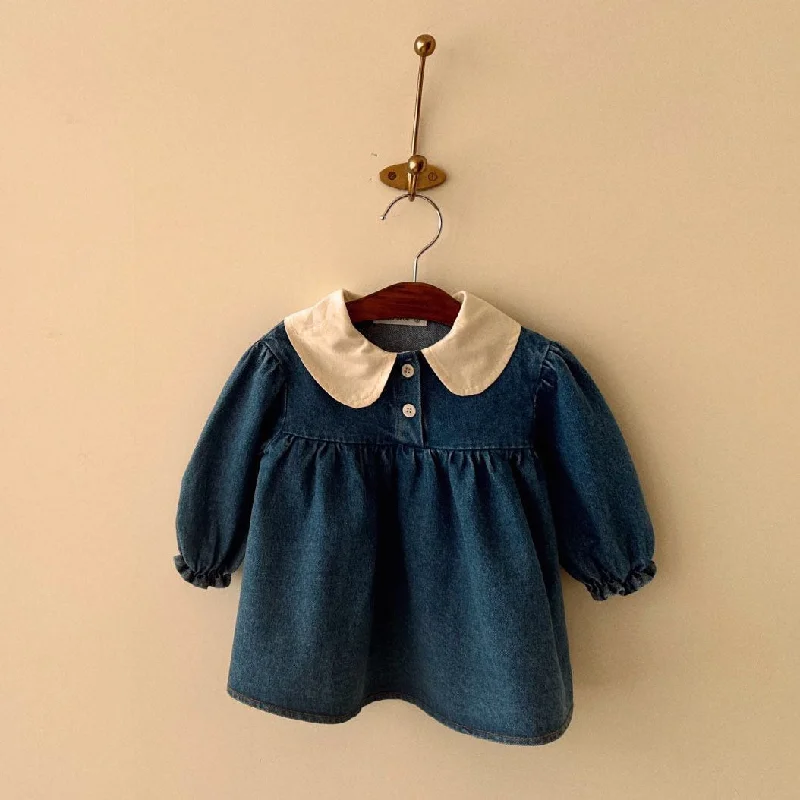 Baby Peter Pan Collar Denim Dress(3-18m) -Denim