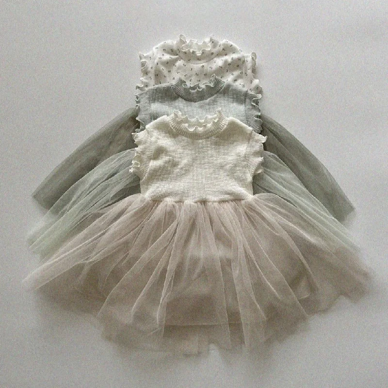 Baby/Toddler Aosta Lettuce-Edge Ribbed Top Tutu Dress (3m-5y)- 3 Colors