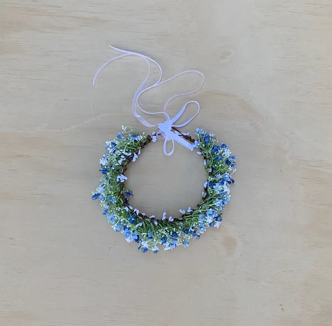 Blue Babys Breath Flower Crown