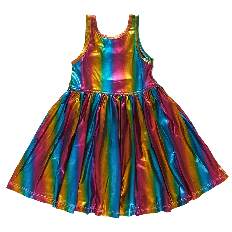 Girls Liza Lame Dress - Dark Rainbow