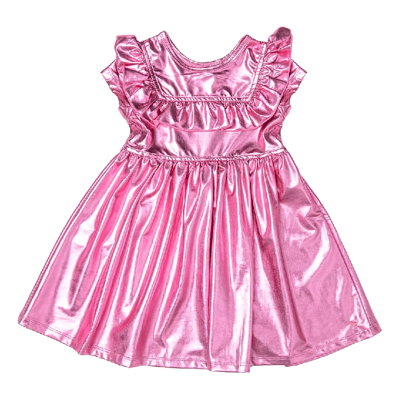 Girls Quinn Lame Dress - Blush Pink