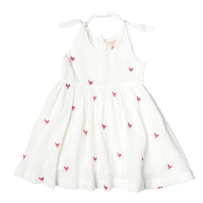 Girls Taylor Dress - Pink Chickens