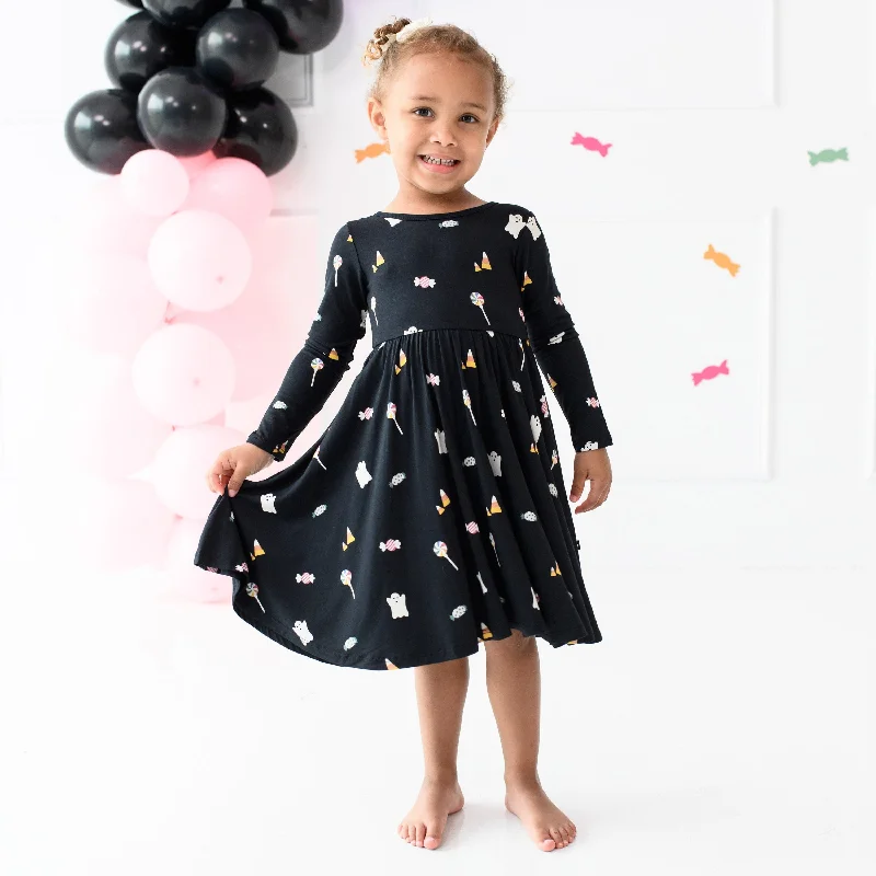 Long Sleeve Twirl Dress in Trick or Treat