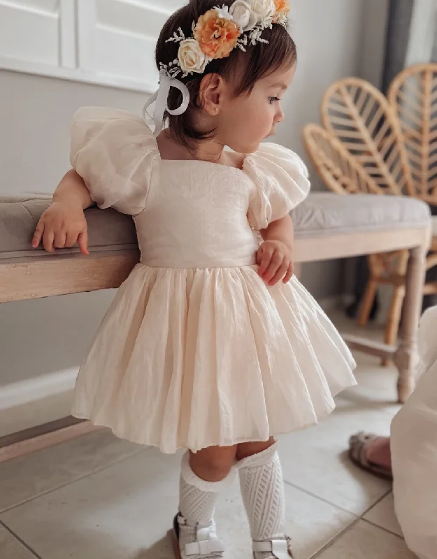 Lucy Puff Sleeve Champagne Baby Dress