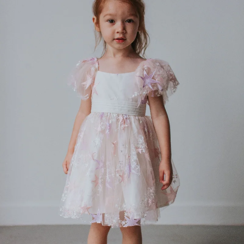 Little Girl's Pink and Purple Tulle Star Dress