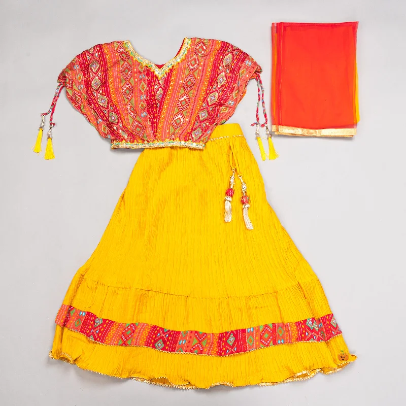 Orange & Mustard Lehenga Choli for Girls