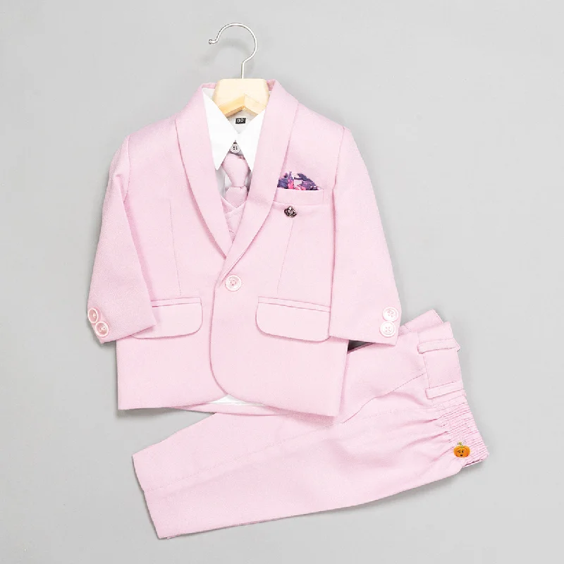 Pink Solid Boys Suit