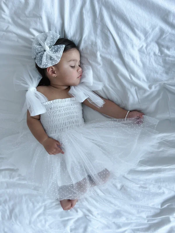 Poppy White Tulle Bow