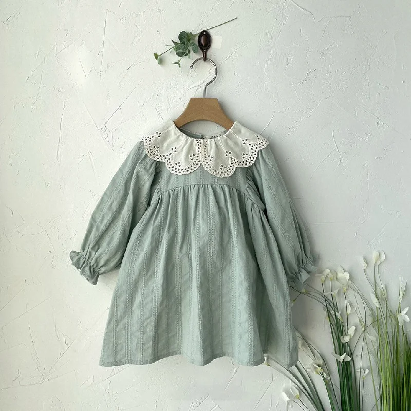 Toddler Lace Collar Dress (3m-5y) - Light Mint