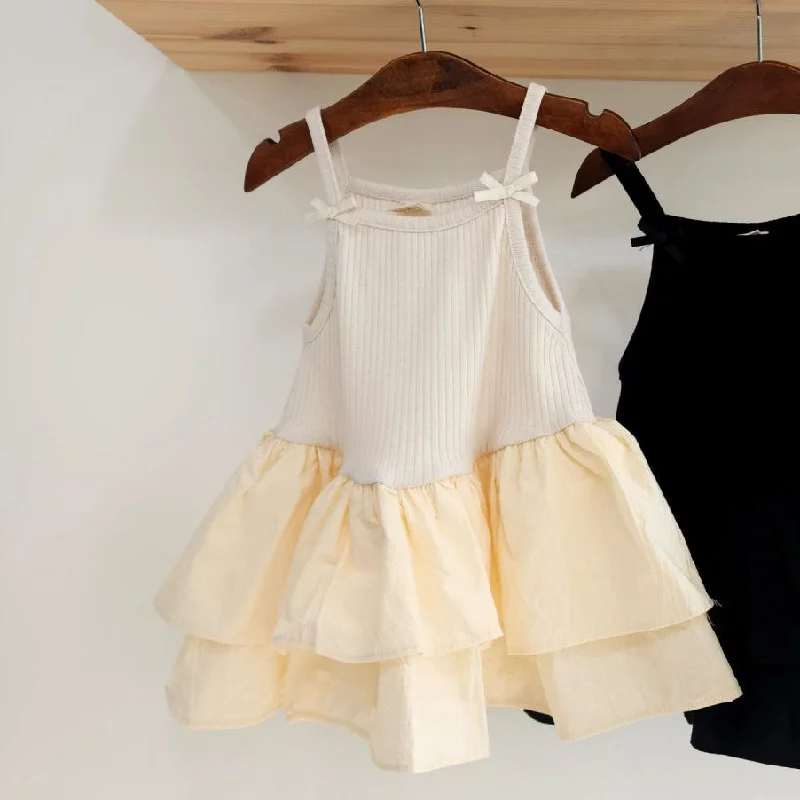 Toddler Bow Trim Tutu Dress (1-7y)- Cream