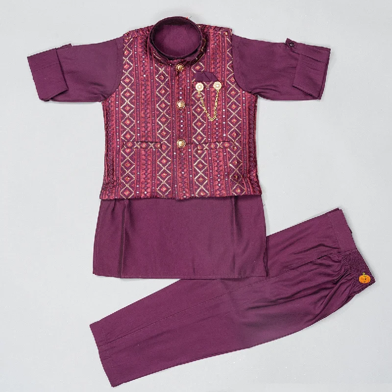 Wine & Rama Boys Kurta Pajama